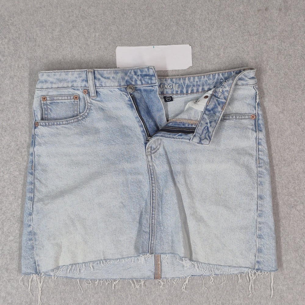 American Eagle Outfitters Women Skirt US 10 Light Blue Denim Perfect Mini